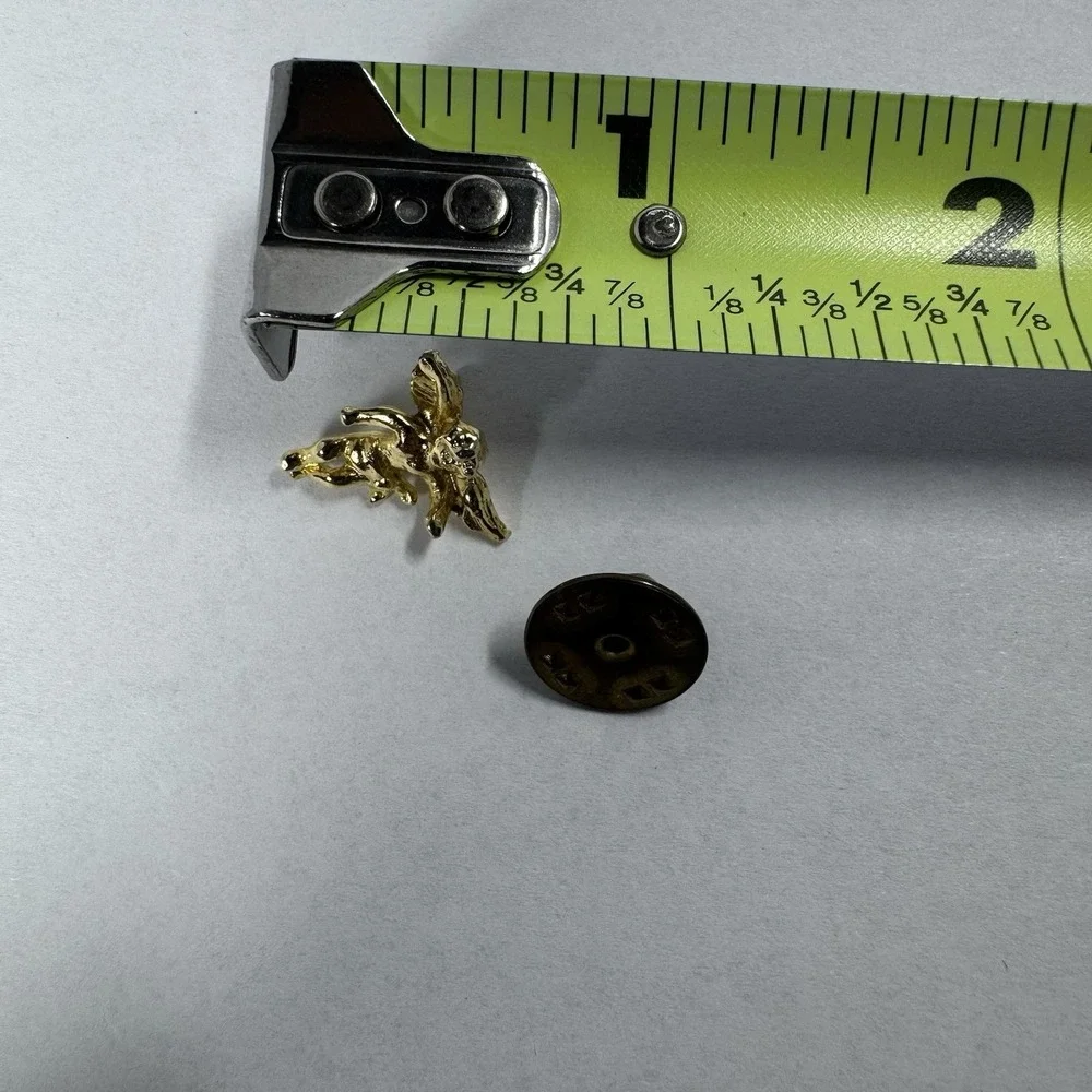 Lapel Hat Tie Pin: Vintage Guardian Angel Christian Faith Religion Gold Tone